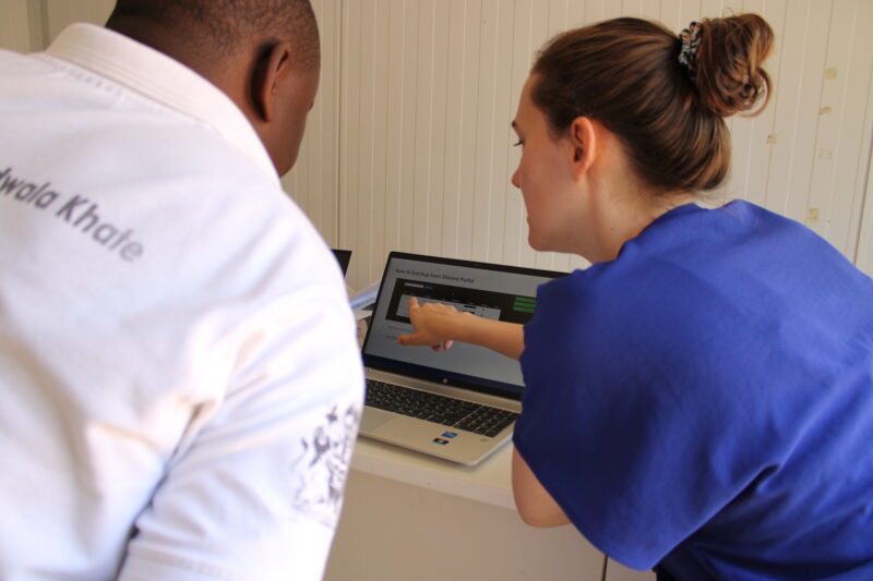 Delft service manager is providng CAD4TB refresher training to the radiographer in Malawi