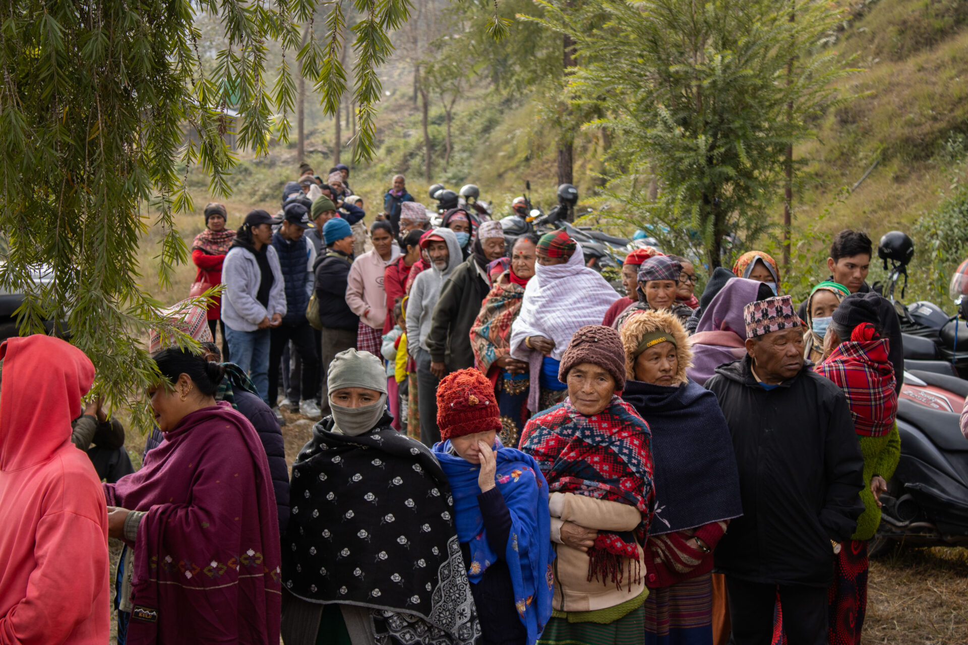 People are lining up for TB screening in Nepal