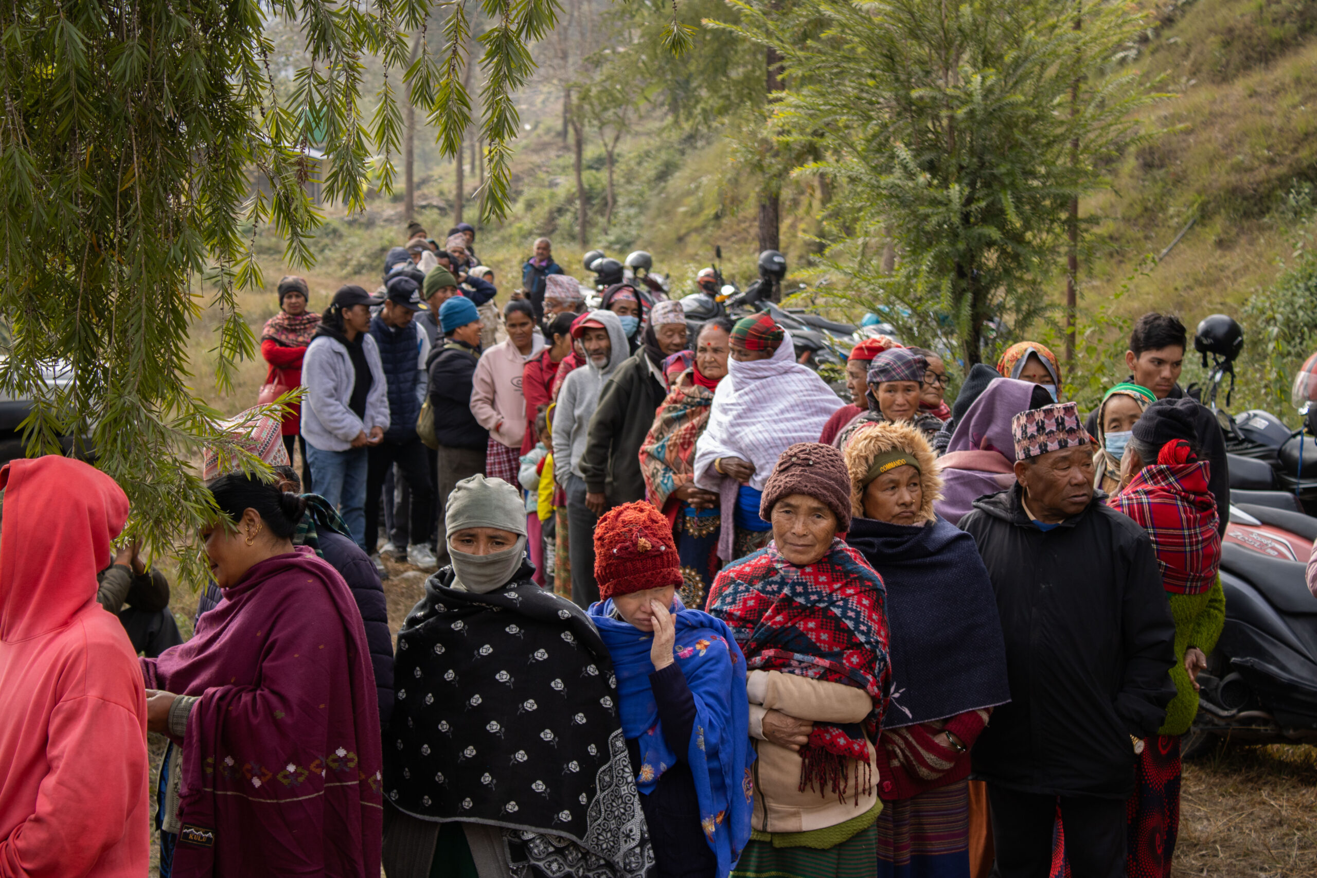 People are lining up for TB screening in Nepal